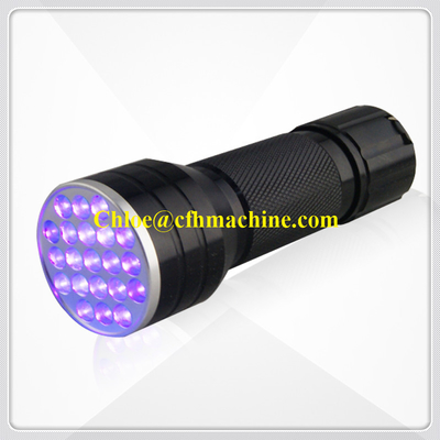 Zwarte/Blauwe Kleur de Toorts Aluminium395nm Blacklight 21 LEIDEN van de Ultraviolette Flitslichtlamp